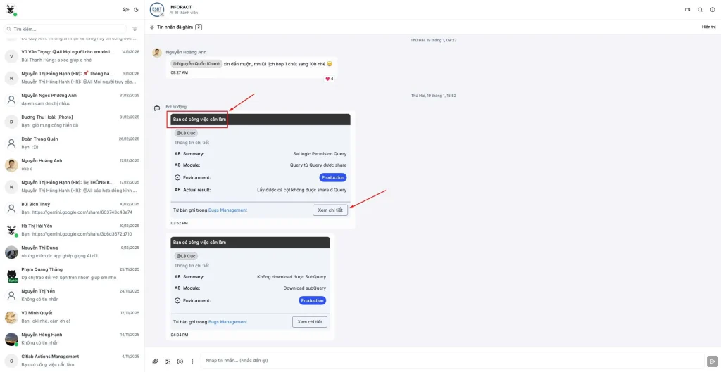 Gửi ticket thông báo trực tiếp đến cá nhân/phòng ban/nhóm khi có công việc cần giải quyết
