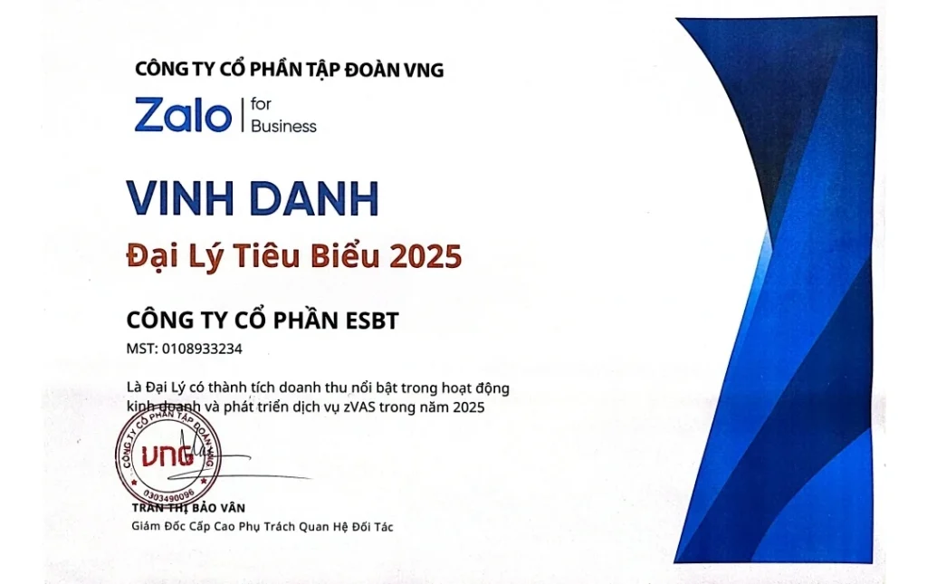 VINH DANH CÔNG TY CỔ PHẦN ESBT- ĐẠI LÝ TIÊU BIỂU 2025